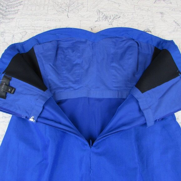 NEW Womens J. Crew Strapless Ruffle-hem cotton silk Dress in Faille Blue sz 6 P - Picture 7 of 8